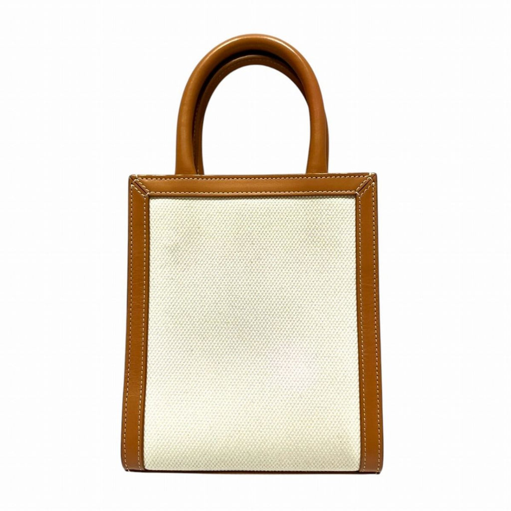 Celine Mini Vertical Cover Shoulder Bag Calfskin Canvas Natural X Tan — view 2