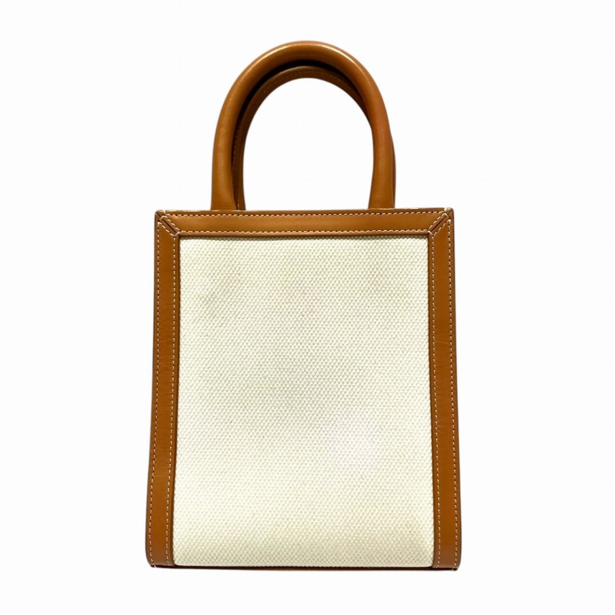 Celine Mini Vertical Cover Shoulder Bag Calfskin Canvas Natural X Tan — view 2