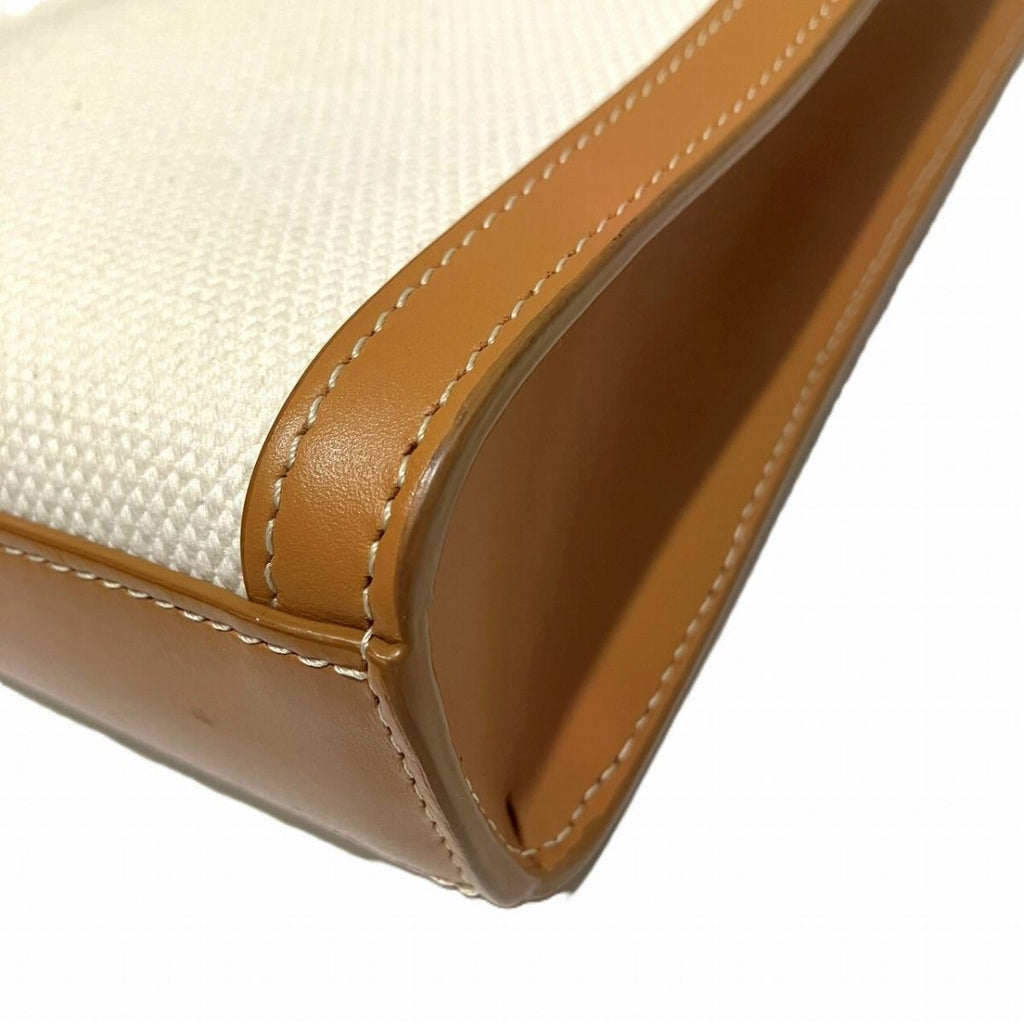 Celine Mini Vertical Cover Shoulder Bag Calfskin Canvas Natural X Tan — view 7