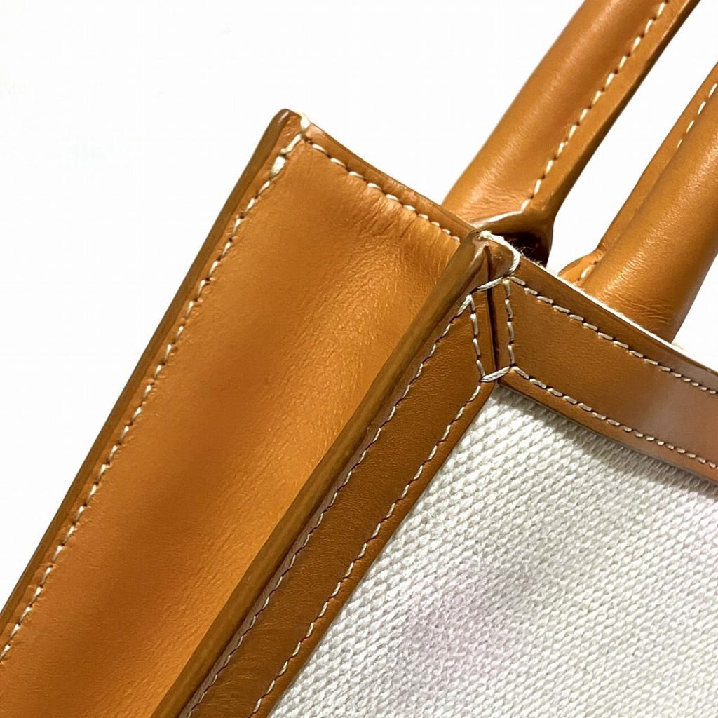 Celine Mini Vertical Cover Shoulder Bag Calfskin Canvas Natural X Tan — view 8