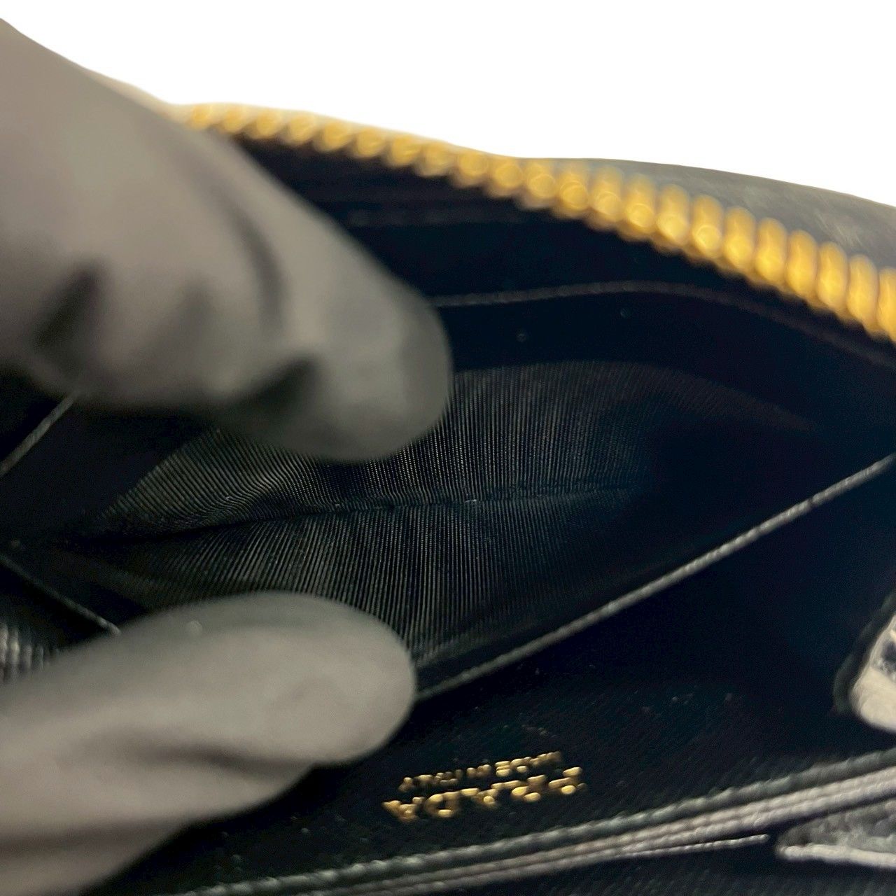 Prada Logo Saffiano Leather Round Zip Coin Case — view 8