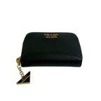 Prada Logo Saffiano Leather Round Zip Coin Case — view 6