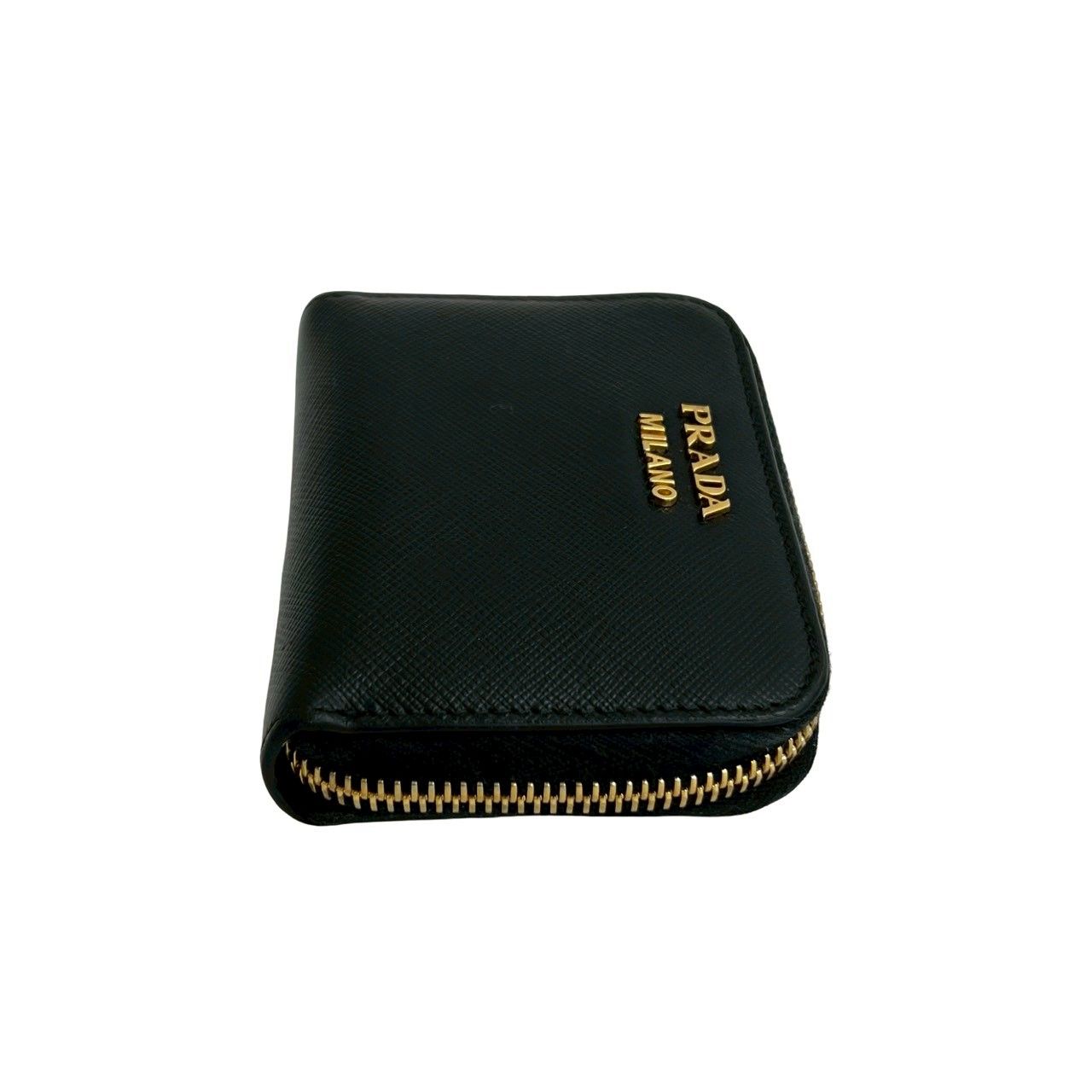 Prada Logo Saffiano Leather Round Zip Coin Case — view 5