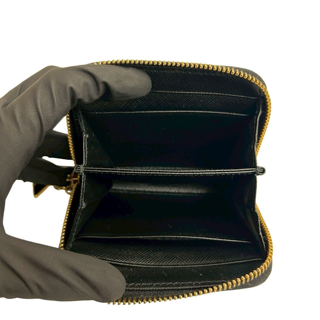 Prada Logo Saffiano Leather Round Zip Coin Case — view 7