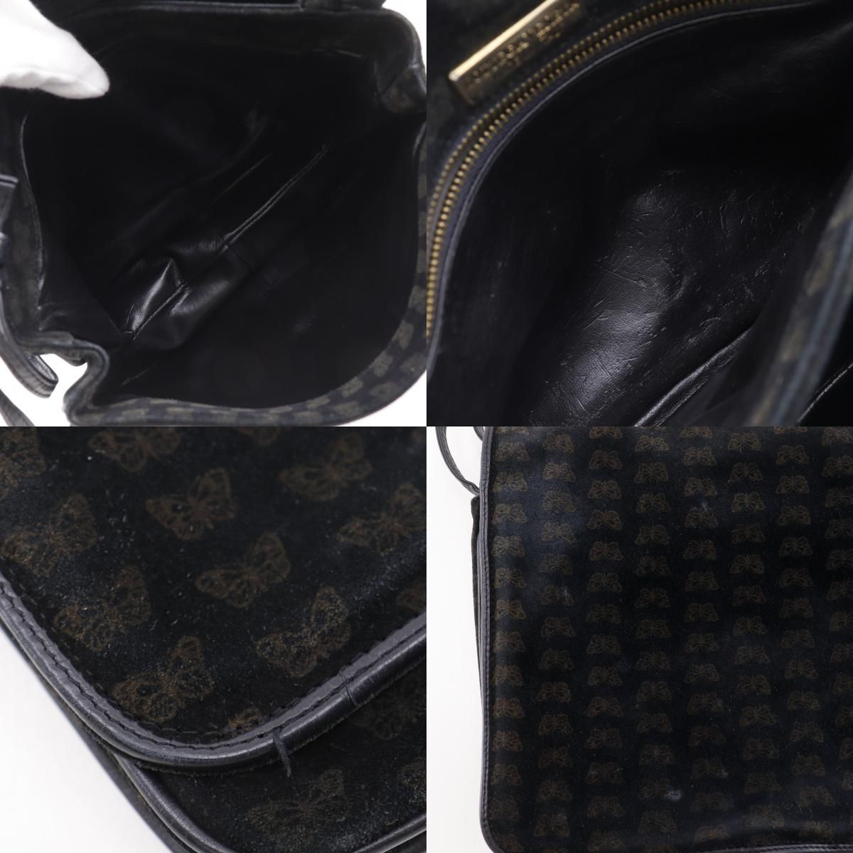 Bottega Veneta 2-Way Shoulder Butterfly Pattern Suede Black Tote — view 9