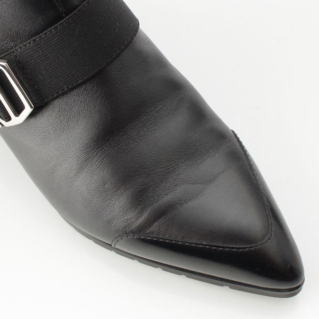 Hermes Leather Belted Knit Contrast Pointed Toe Side Zip Short Boots — view 6