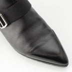 Hermes Leather Belted Knit Contrast Pointed Toe Side Zip Short Boots — view 6