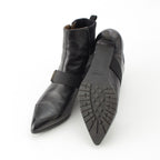 Hermes Leather Belted Knit Contrast Pointed Toe Side Zip Short Boots — view 5