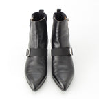 Hermes Leather Belted Knit Contrast Pointed Toe Side Zip Short Boots — view 2