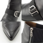Hermes Leather Belted Knit Contrast Pointed Toe Side Zip Short Boots — view 8