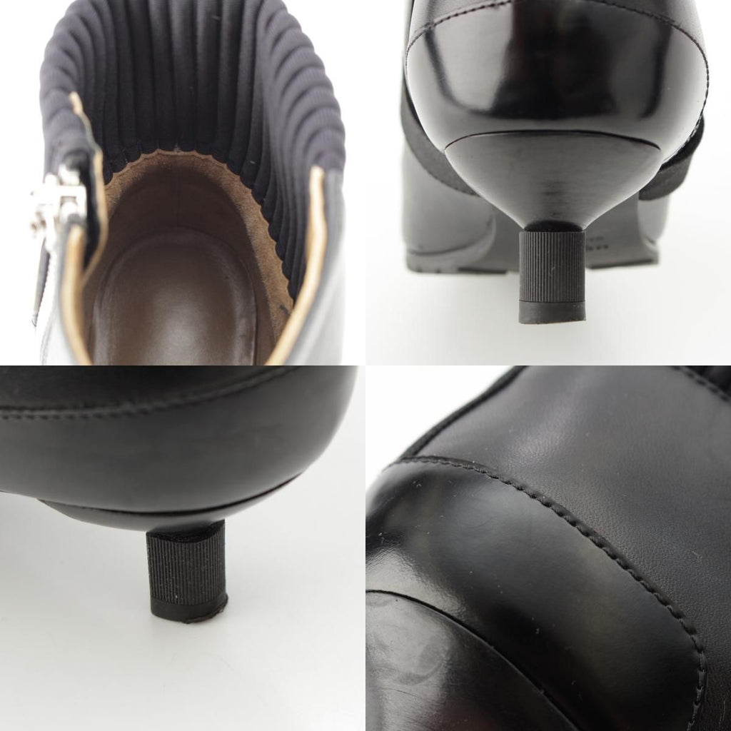 Hermes Leather Belted Knit Contrast Pointed Toe Side Zip Short Boots — view 9