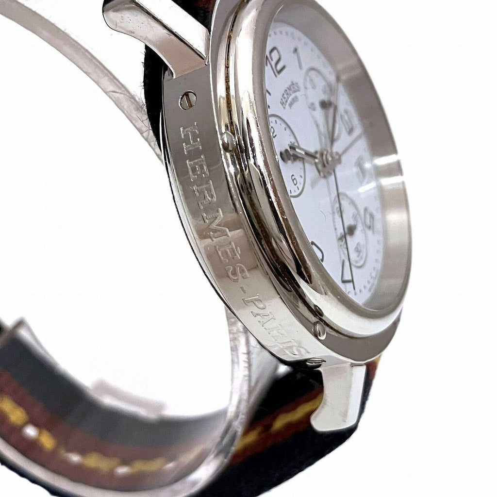 Hermes Clipper Watch SS Quartz White Dial — view 9