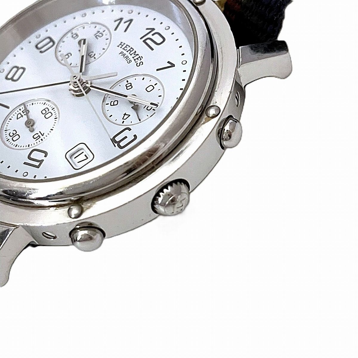 Hermes Clipper Watch SS Quartz White Dial — view 8