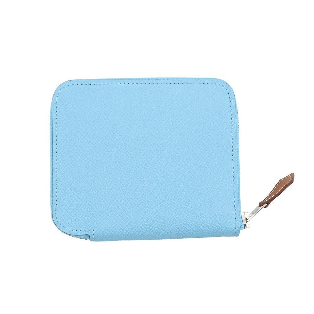 Hermes Coin Case Azap Compact Silk in Celeste Silver Epsom — view 3