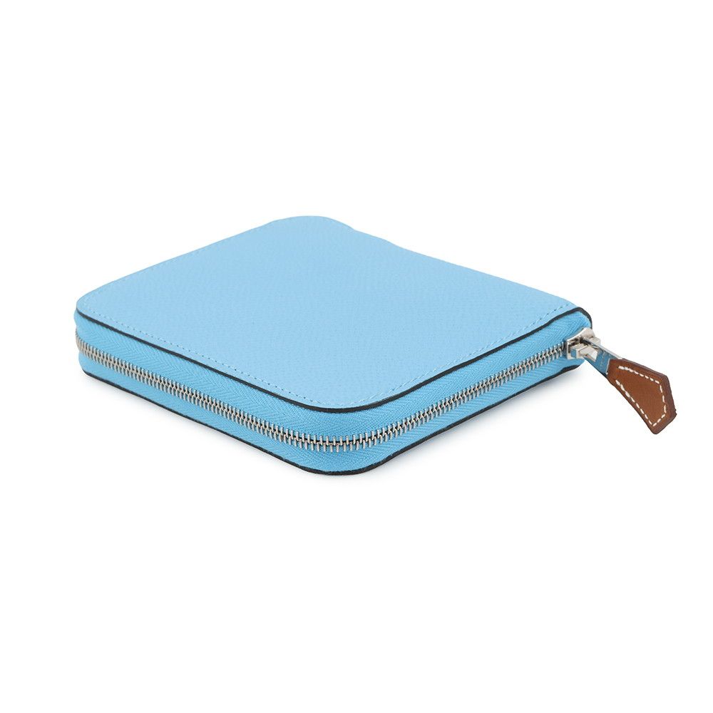 Hermes Coin Case Azap Compact Silk in Celeste Silver Epsom — view 2