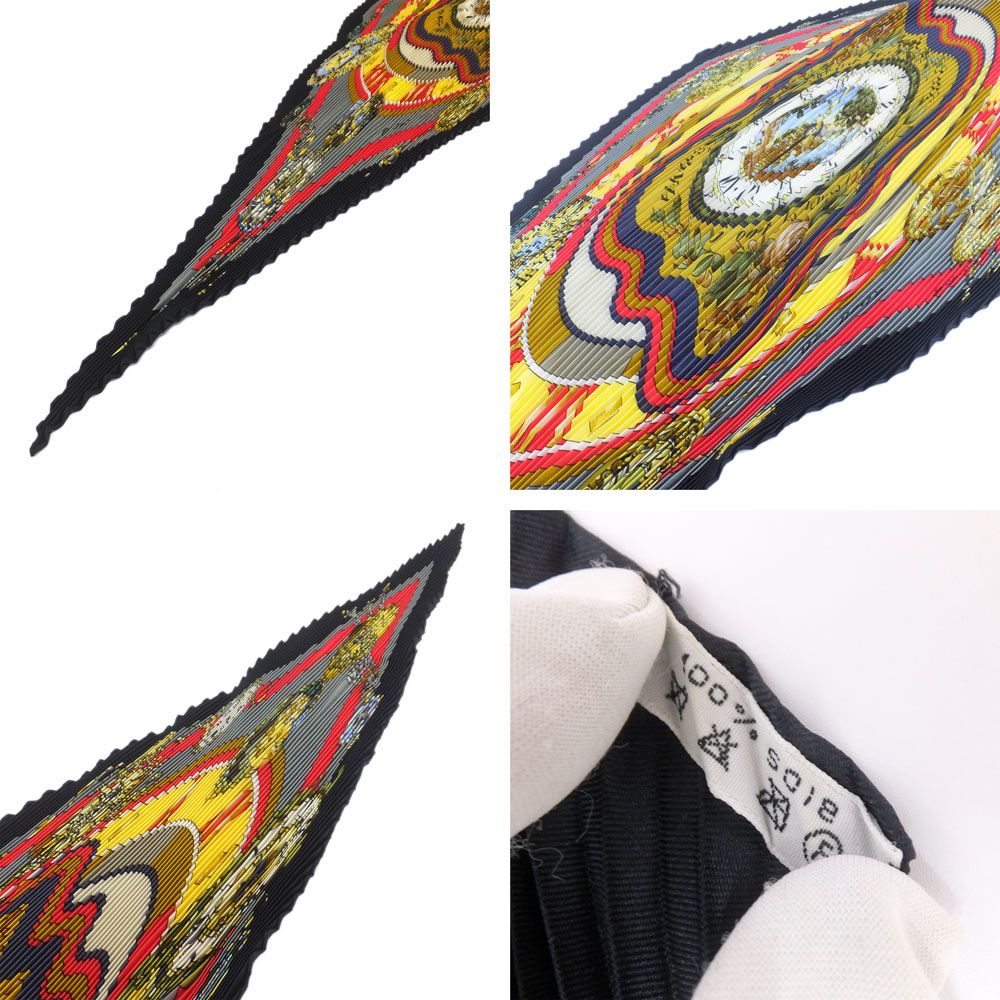 Hermes Carre Plisse Pliss Scarf Parmi les Fleurs Je Compte Heures % Silk — view 6