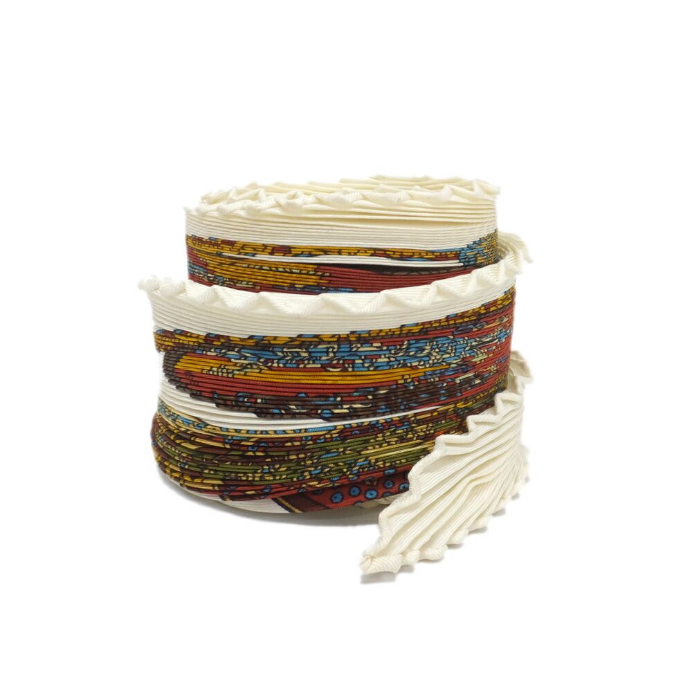 Hermes Carre Plisse Pliss Scarf White Red Multicolor Silk — view 2