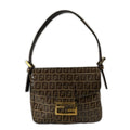 Fendi Zucchino Minimamma Shoulder Bag Patent Brown