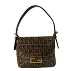 Fendi Zucchino Minimamma Shoulder Bag Patent Brown