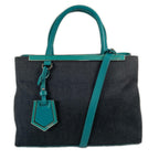 Fendi Petit Toujour Handbag Leather Navy 2-Way Denim