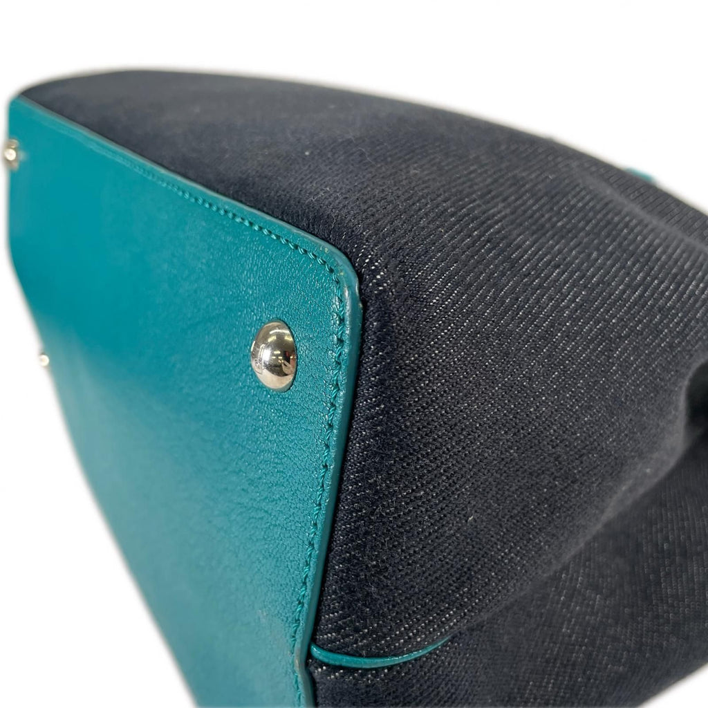 Fendi Petit Toujour Handbag Leather Navy 2-Way Denim — view 7
