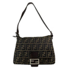Fendi Zucca Mamma Baguette Shoulder Bag Canvas Brown