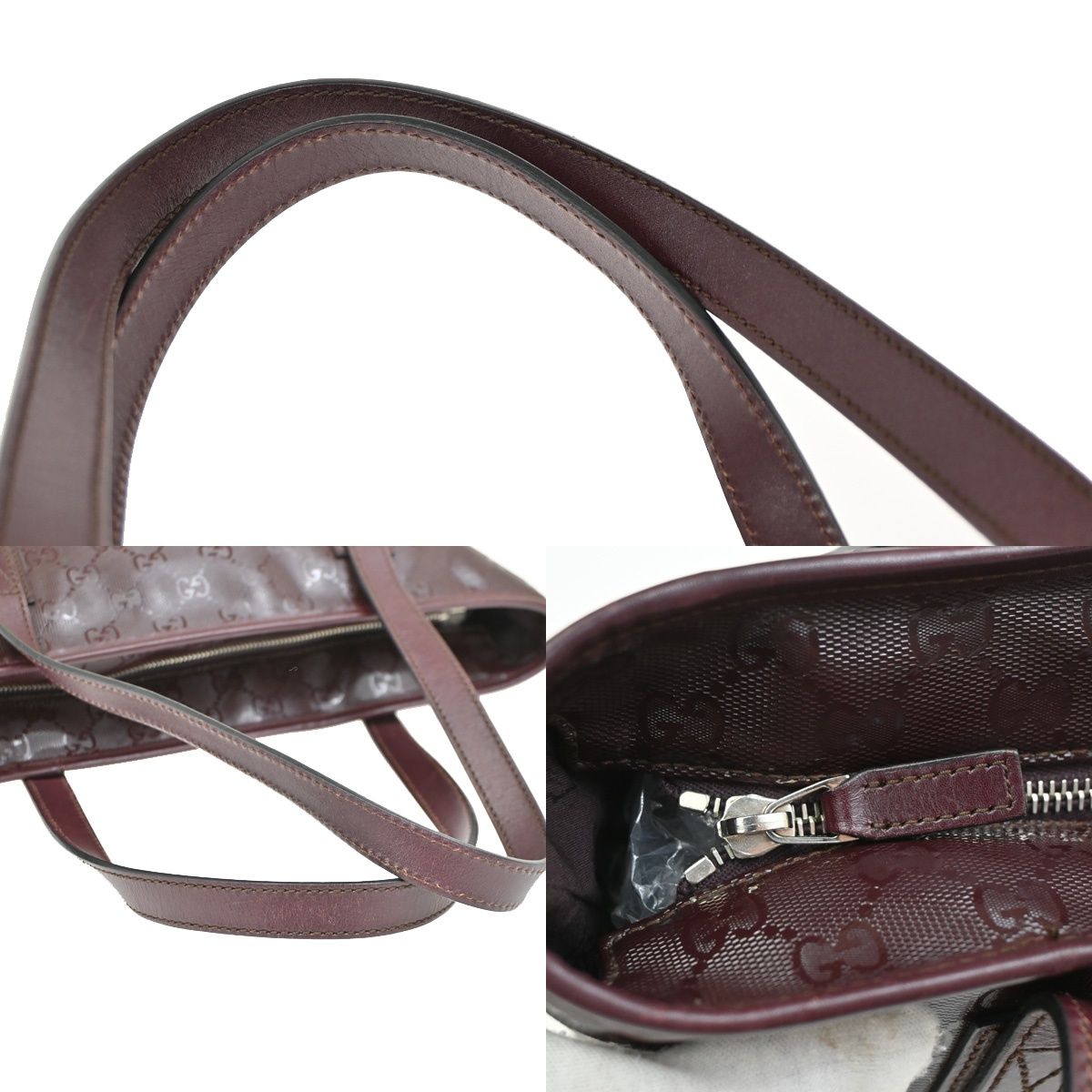 Gucci GG Supreme Tote Shoulder Bag Burgundy Leather — view 8