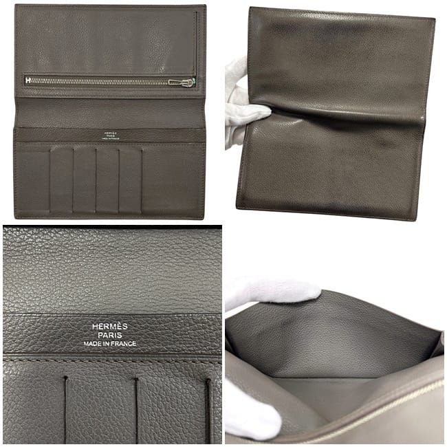Hermes Bifold Wallet Citizen Twill Silk in Grey — view 4