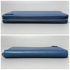 Prada Saffiano Triangle Zip Around Wallet Blue — view 6