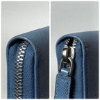 Prada Saffiano Triangle Zip Around Wallet Blue — view 8