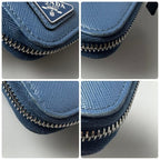 Prada Saffiano Triangle Zip Around Wallet Blue — view 7