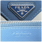 Prada Saffiano Triangle Zip Around Wallet Blue — view 9
