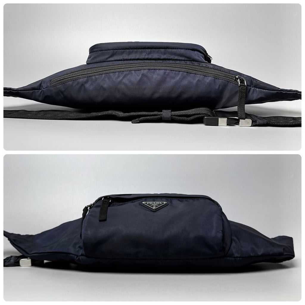 Prada Triangle Logo Belt Bag Nylon Navy — view 6