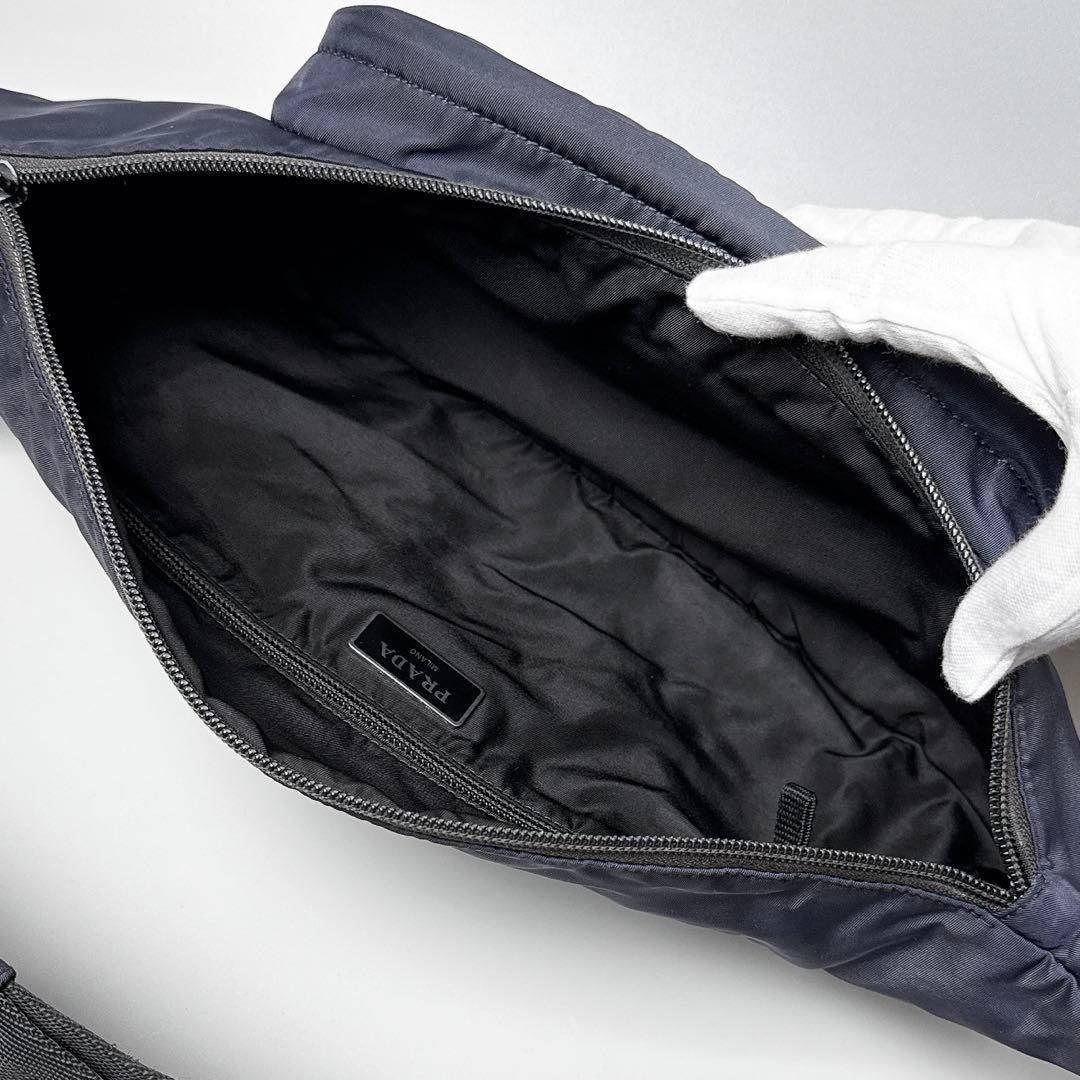 Prada Triangle Logo Belt Bag Nylon Navy — view 3