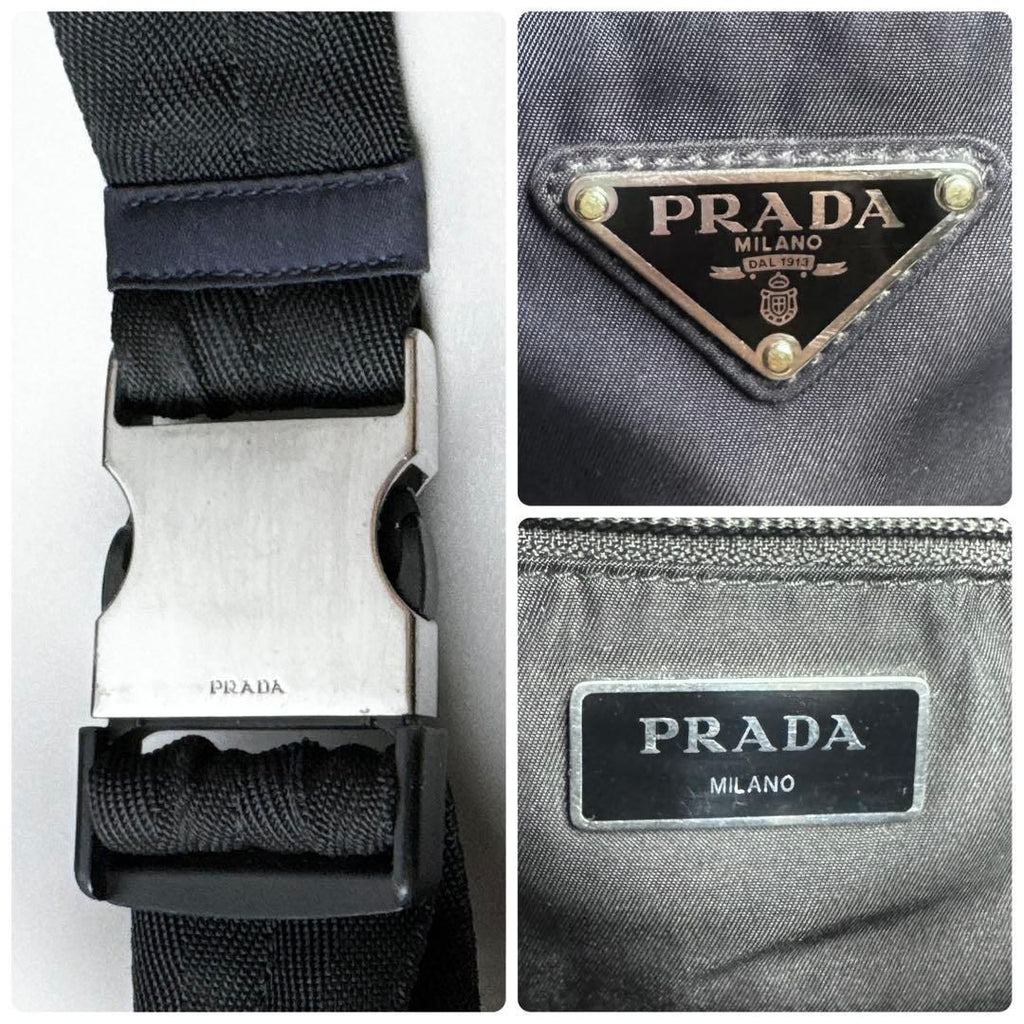 Prada Triangle Logo Belt Bag Nylon Navy — view 8