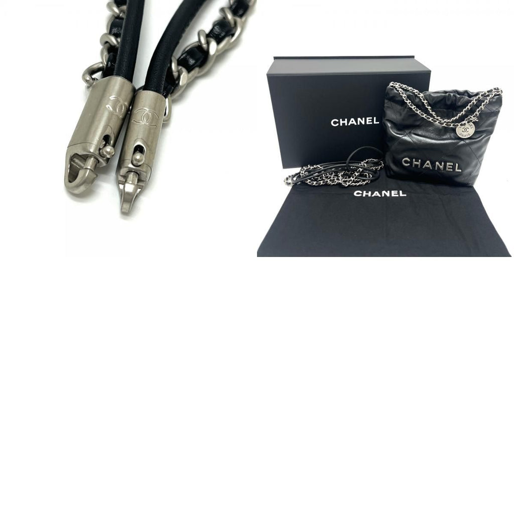 Chanel Shoulder Bag 22 Mini Leather Black Svhardware — view 9