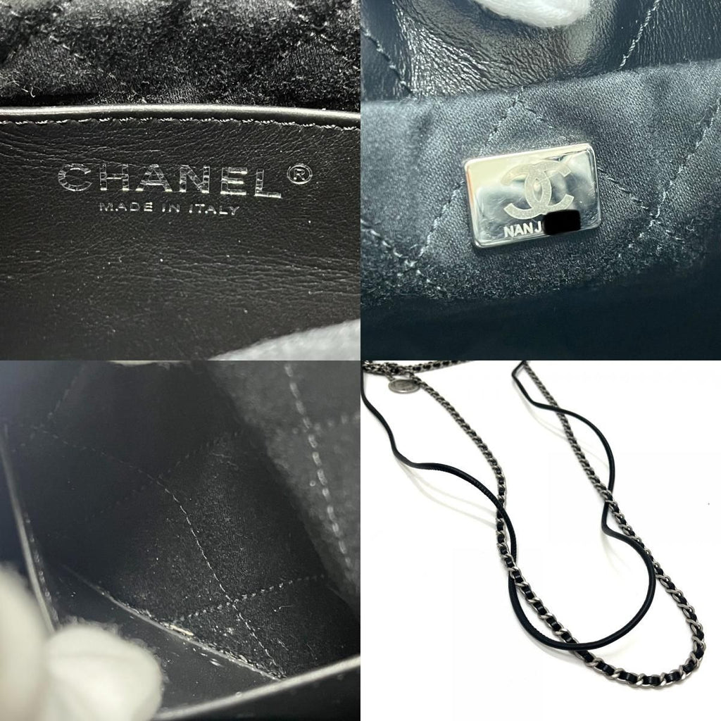 Chanel Shoulder Bag 22 Mini Leather Black Svhardware — view 8