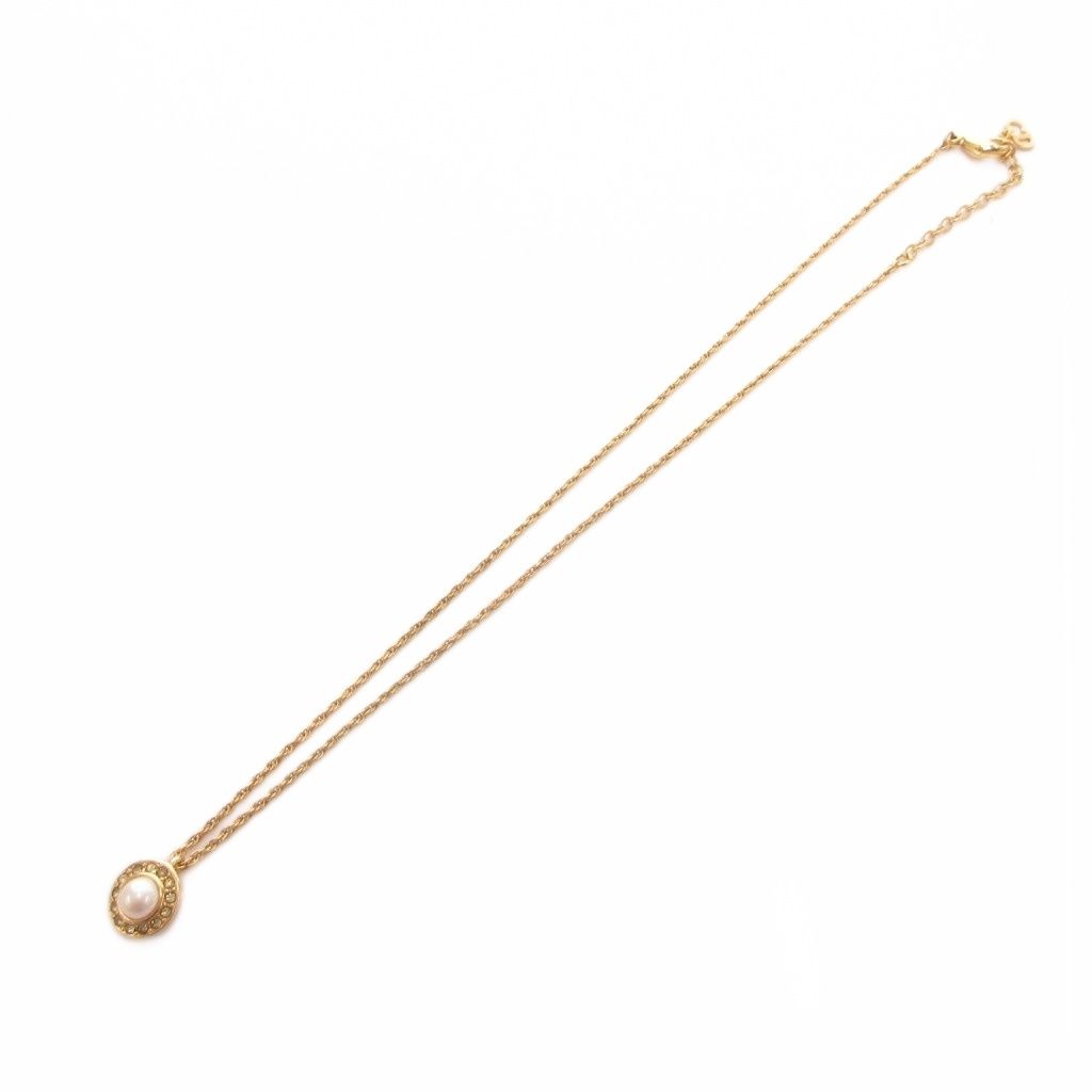 Dior Necklace Pendant Faux Pearl CD Logo Chain Bijou Gold — view 3