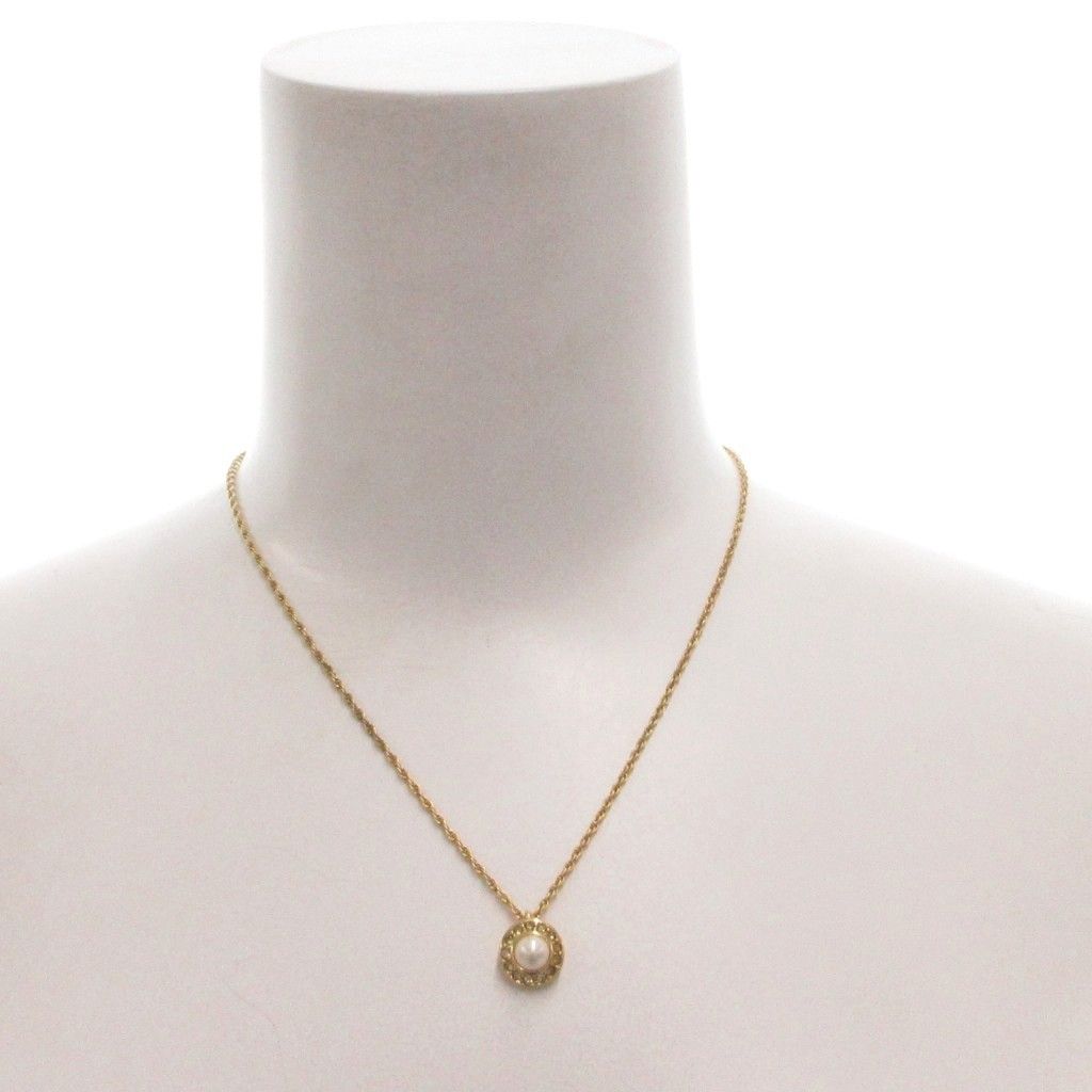Dior Necklace Pendant Faux Pearl CD Logo Chain Bijou Gold — view 4