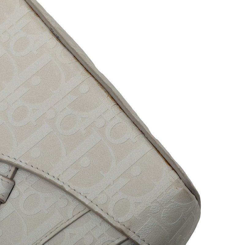 Dior Oblique Saddle Bag Crossbody White Leather — view 4