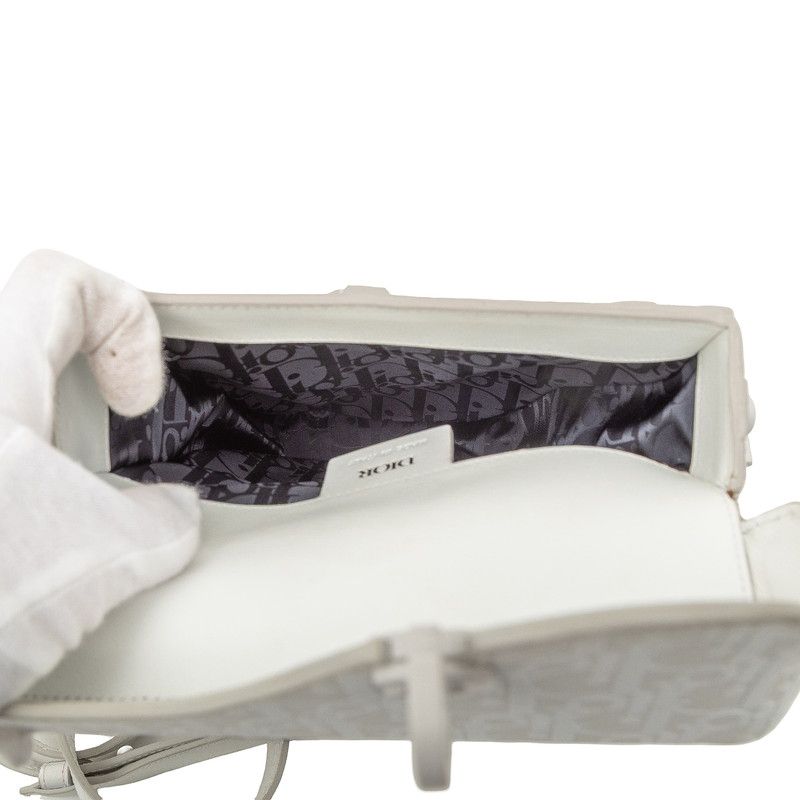 Dior Oblique Saddle Bag Crossbody White Leather — view 6