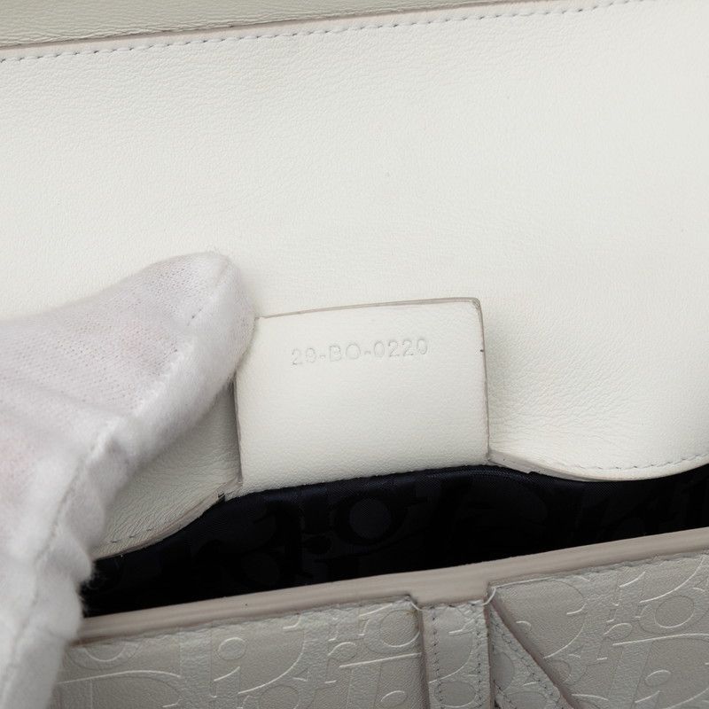 Dior Oblique Saddle Bag Crossbody White Leather — view 8