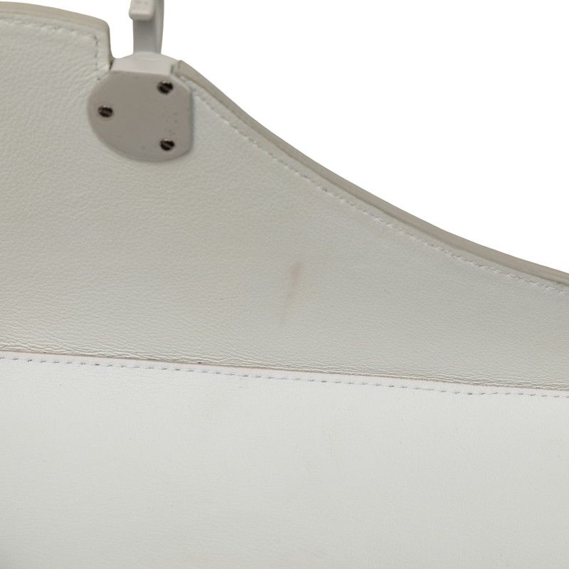 Dior Oblique Saddle Bag Crossbody White Leather — view 5