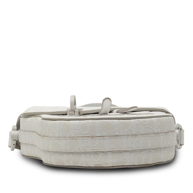 Dior Oblique Saddle Bag Crossbody White Leather — view 3