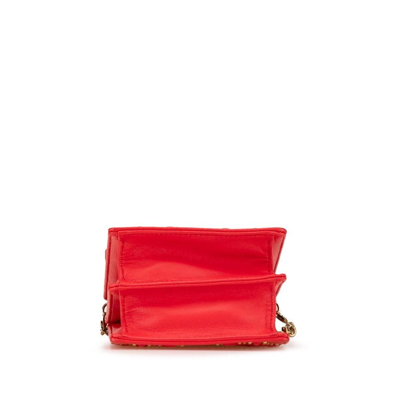 Diorama Studded Crossbody Chain Shoulder Bag Red Gold Leather — view 3