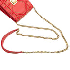 Diorama Studded Crossbody Chain Shoulder Bag Red Gold Leather — view 6