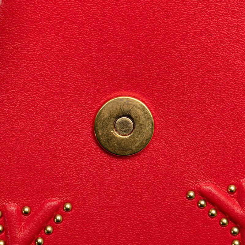 Diorama Studded Crossbody Chain Shoulder Bag Red Gold Leather — view 4