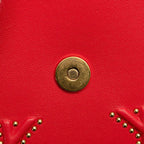 Diorama Studded Crossbody Chain Shoulder Bag Red Gold Leather — view 4