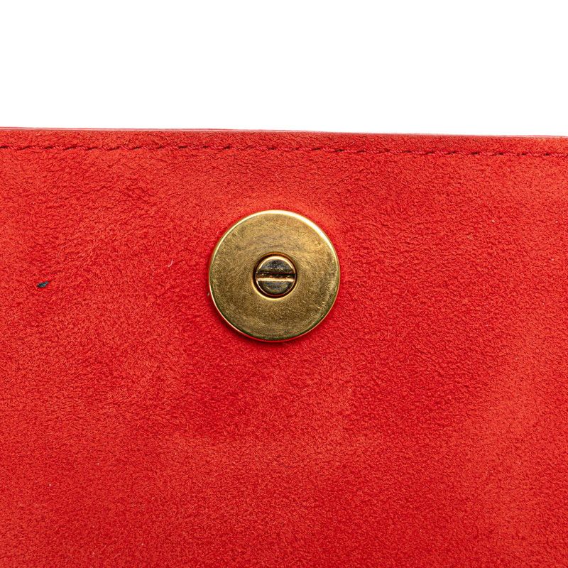 Diorama Studded Crossbody Chain Shoulder Bag Red Gold Leather — view 5