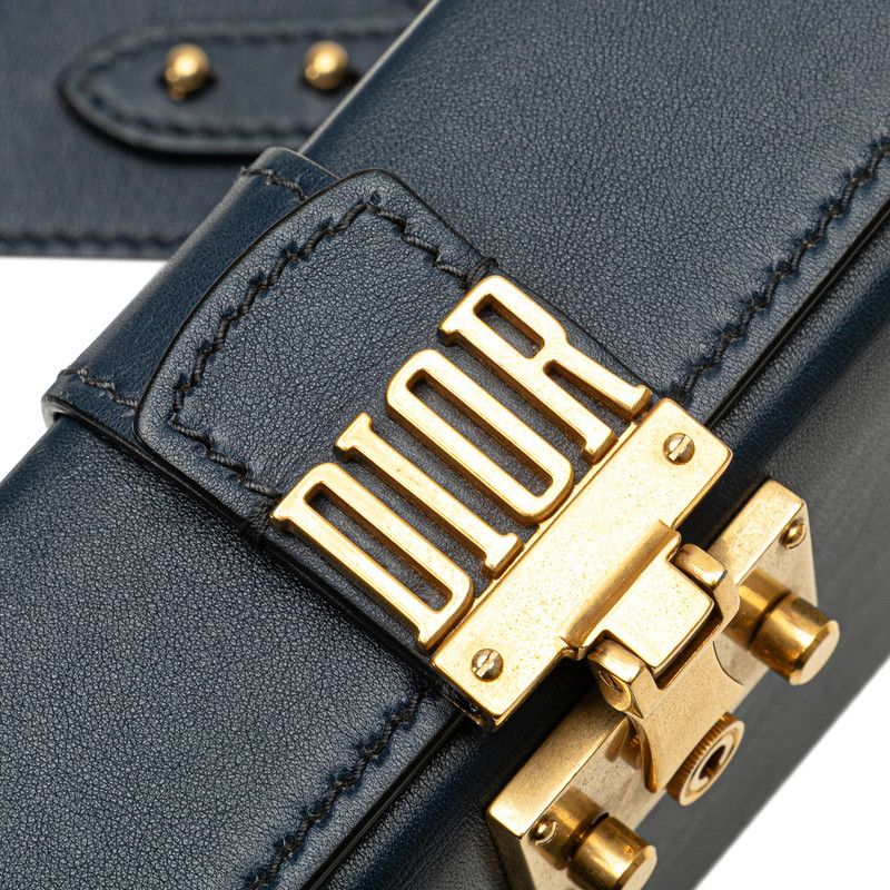 Dior Addict Small Box Crossbody Shoulder Bag Navy Leather — view 4